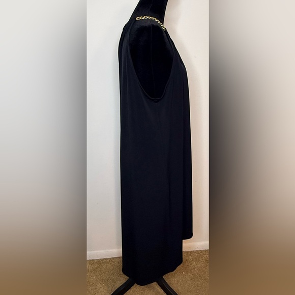 Michael Kors sexy chic High Low halter dress Gold tone chain neckline logo large - Picture 4 of 9